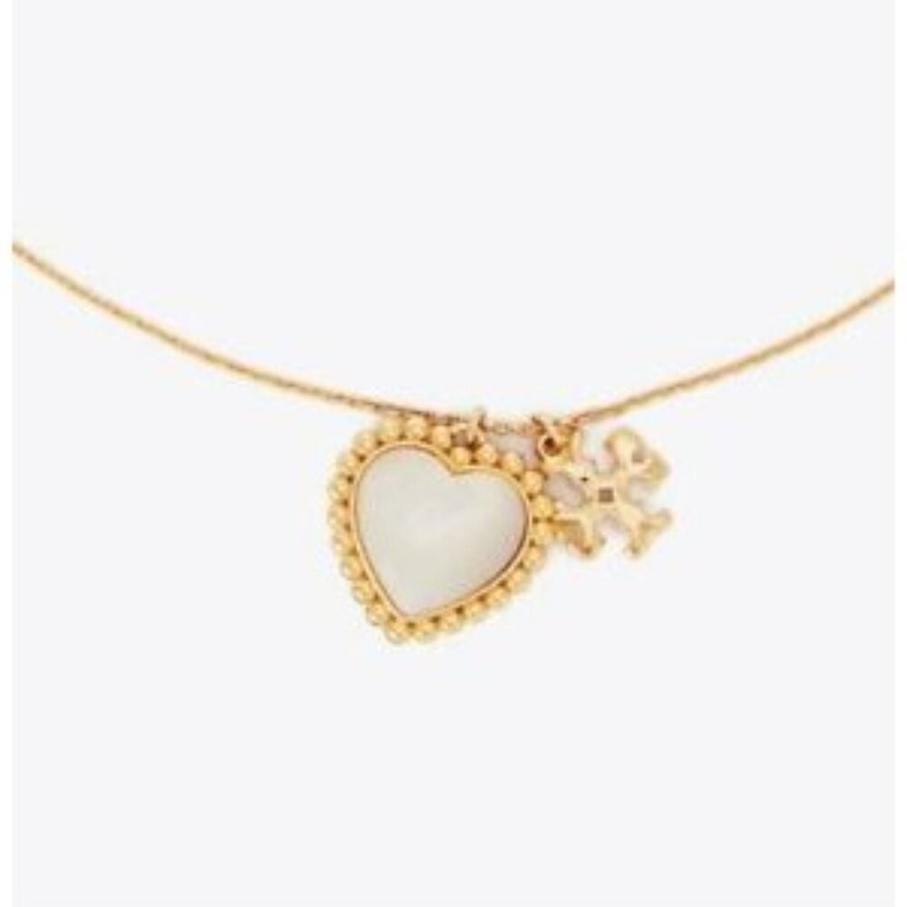 Tory Burch Pearl of Heart & Logo Necklace! - Picture 3 of 4